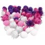 Pompons - Lila - Hellrot - Wei - 48 Stk