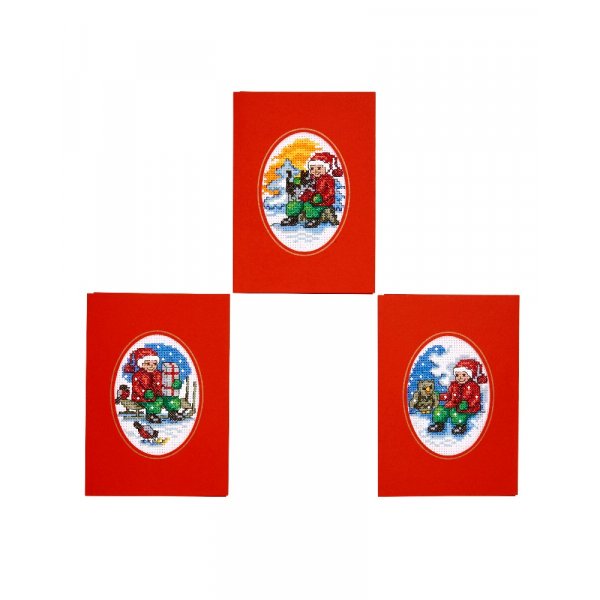 Stickset Weihnachtskarte - Sitzende Weihnachtsmnner