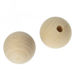Unbehandelte Holzkugeln mit halben Löchern - 8 mm, 4 Teile Unbehandelte Holzkugeln mit halben Löchern - 8 mm, 4 Teile