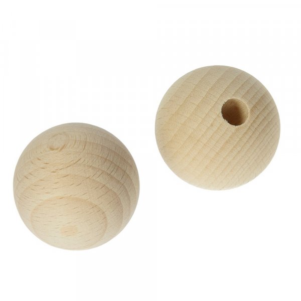 Unbehandelte Holzkugeln mit halben Lchern - 8 mm, 4 Teile