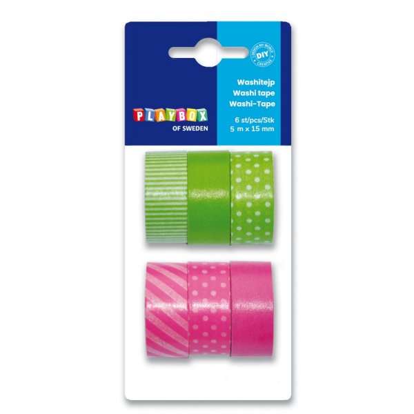 Washitape 6er-Pack grn rosa