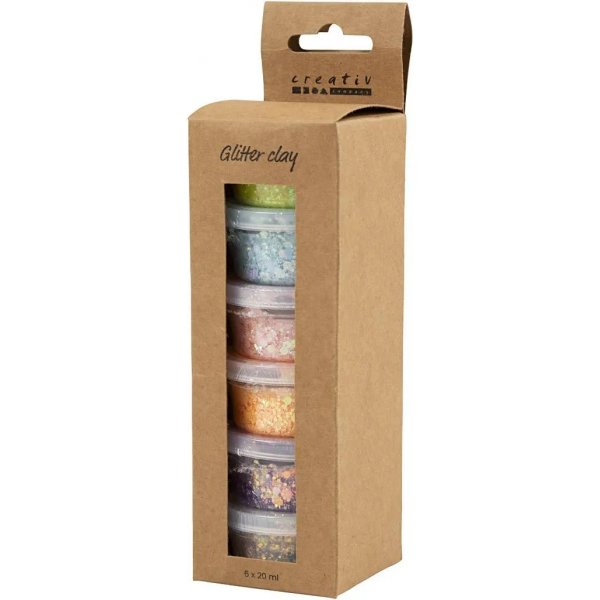 Glitzerknete, Pastellfarben, 6x20 ml Glitzerknete, Pastellfarben, 6x20 ml