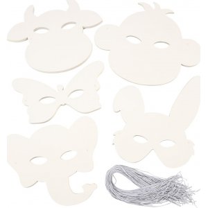 Pappmasken - weiß - Tiermotiv - 100 Stk Pappmasken - weiß - Tiermotiv - 100 Stk