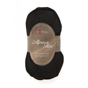 Wikingergarn Alpaka Fein 50g - Schwarz (605) Wikingergarn Alpaka Fein 50g - Schwarz (605)