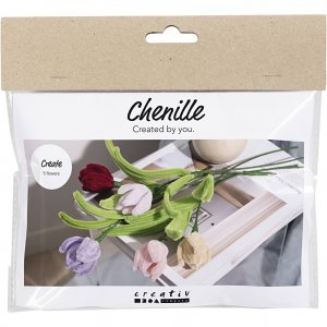 Mini-Bastelset mit Pfeifenreinigerblumen - Tulpen in verschiedenen Farben