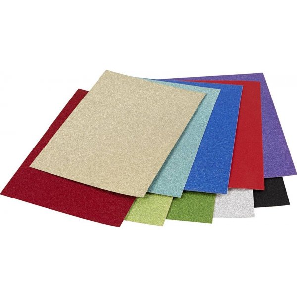 Glitzerkarton - gemischte Farben - A4 - 50 Blatt