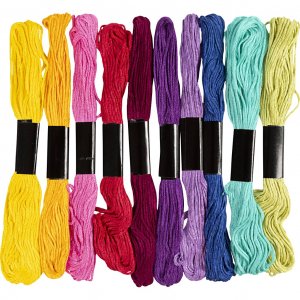 Stickgarn aus mercerisierter Baumwolle, verschiedene Farben, 10 x 8 m Stickgarn aus mercerisierter Baumwolle, verschiedene Farben, 10 x 8 m