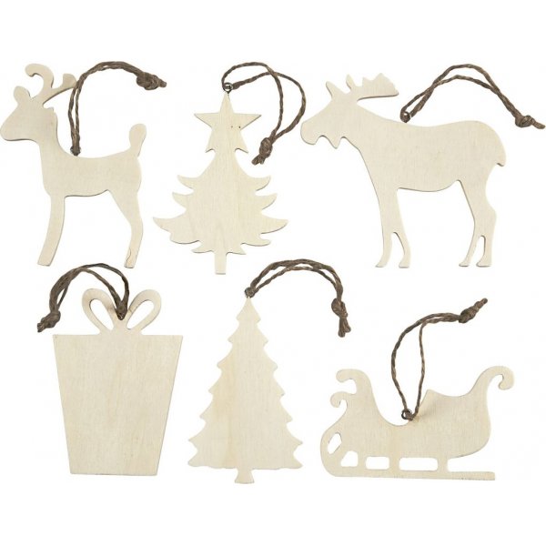 Weihnachtsanhnger - Rentier und Schlitten - 6 Stk