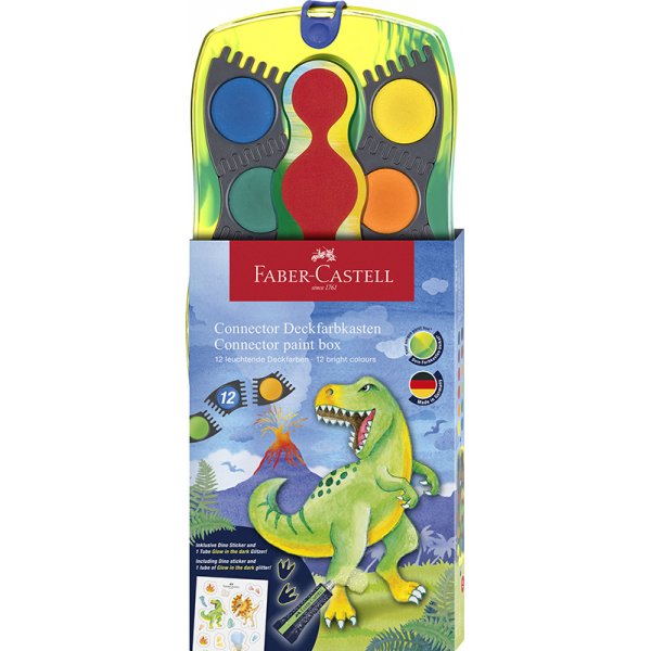 Farbset - Faber-Castell - Connector-Farbkasten - Dinosaurier - 12 Farben