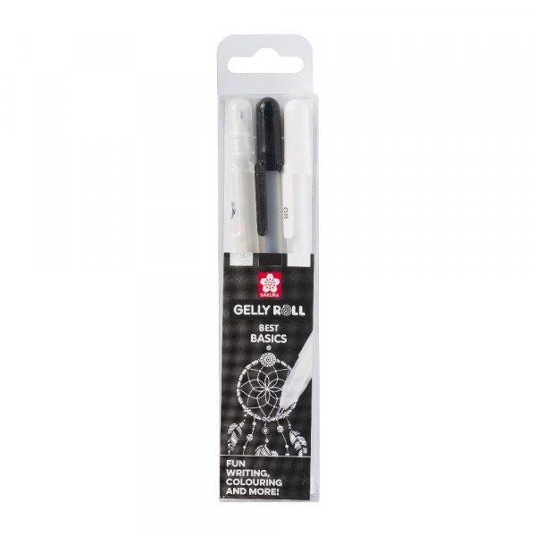 Gelstifte Sakura Gelly Roll - 3 Stifte (Schwarz, Wei, Transparent)