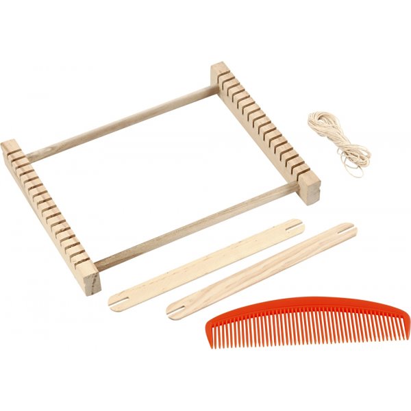 Tischdecke mit Schiffchen, Kamm und Schnur - Holz