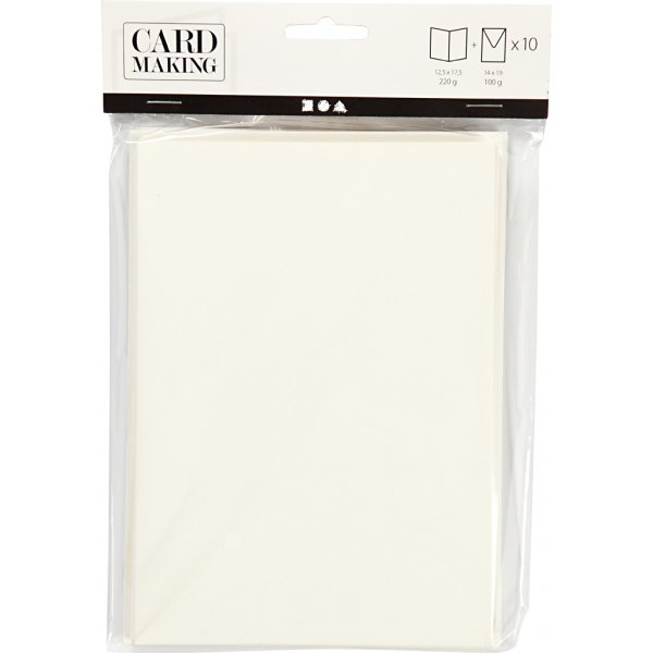 Postkarte mit Umschlag - gebrochenes Wei� - 12,5 x 17,5 cm - 10 Stk