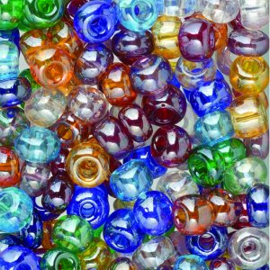 Rocailleperlen Mix 6 mm - gemischte Farben - transparent, glänzend Rocailleperlen Mix 6 mm - gemischte Farben - transparent, glänzend