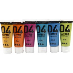 Schulfarbe - Acryl - Glitzer - Mischfarben - 6 x 20 ml Schulfarbe - Acryl - Glitzer - Mischfarben - 6 x 20 ml