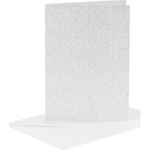 Karten und Umschläge - Silber - Glitzer - 11,5 x 16,5 cm - 4 Sets Karten und Umschläge - Silber - Glitzer - 11,5 x 16,5 cm - 4 Sets
