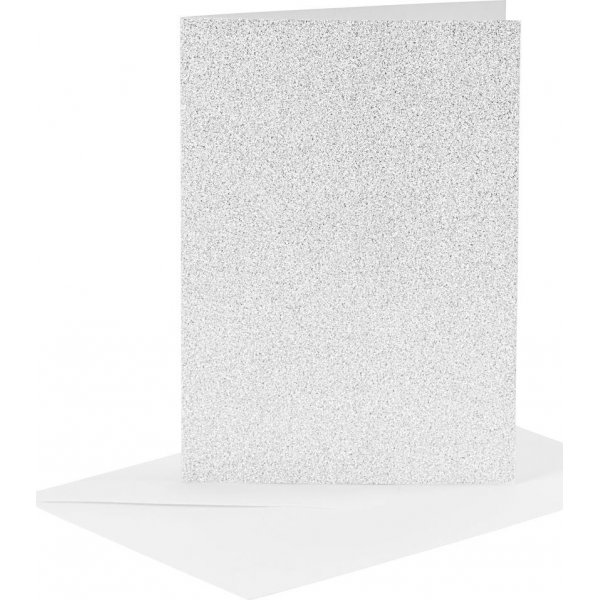 Karten und Umschlge - Silber - Glitzer - 11,5 x 16,5 cm - 4 Sets