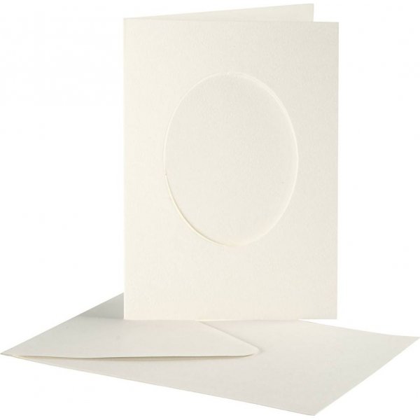 Passepartoutkarte mit Umschlag - gebrochenes Wei - oval - 10 Sets