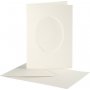 Passepartoutkarte mit Umschlag - gebrochenes Wei - oval - 10 Sets