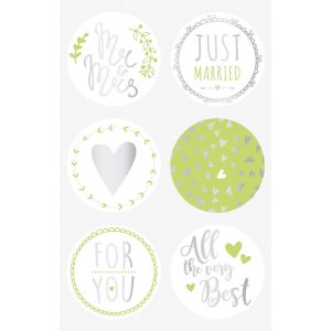 Aufkleber - Rund 4 cm - Just Married grün Aufkleber - Rund 4 cm - Just Married grün