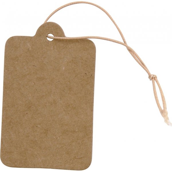 Etiketten aus stabilem Karton - 25 x 40 mm - hellbraun - 100 Stck