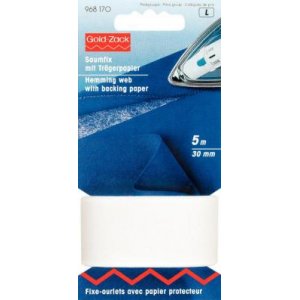 Saumfixierung mit Trägerpapier 30 mm weiß 5 m Saumfixierung mit Trägerpapier 30 mm weiß 5 m
