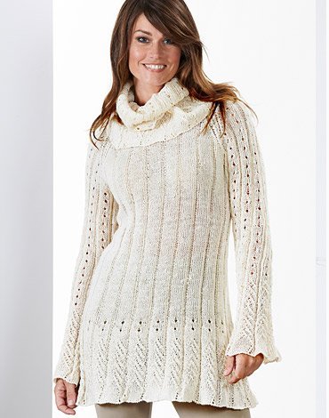 Strickmuster - Spitzenstrick-Tunika mit lockerem Kragen