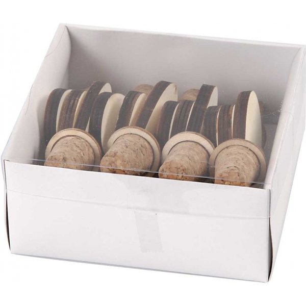 Korken mit Holzherz - 12 Stk