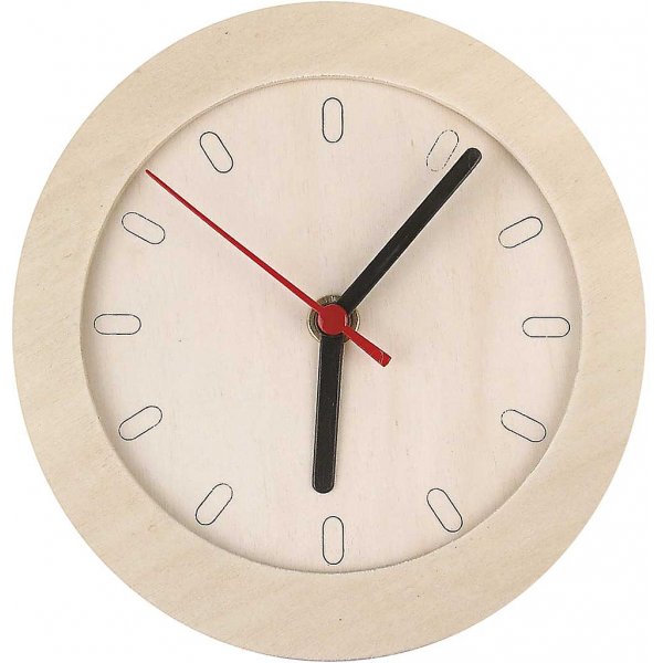 Uhr mit Holzrahmen - 15 cm