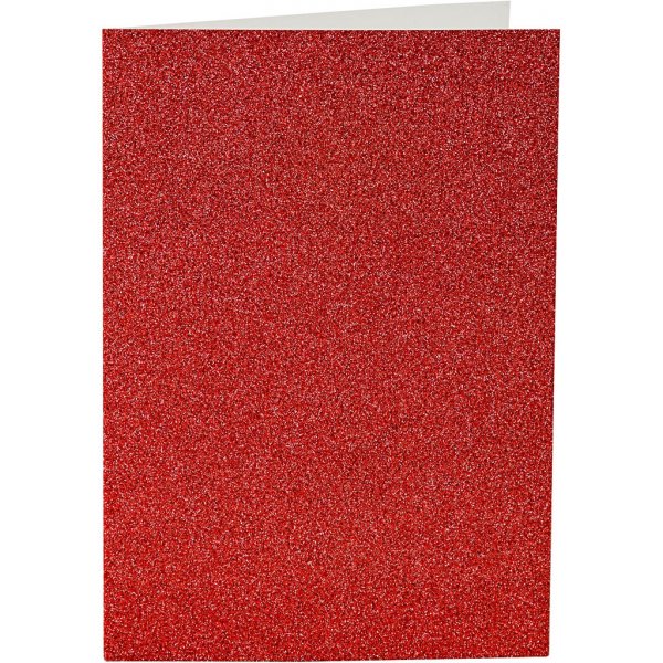Karten und Umschlge - Rot - Glitzer - 11,5 x 16,5 cm - 4 Sets