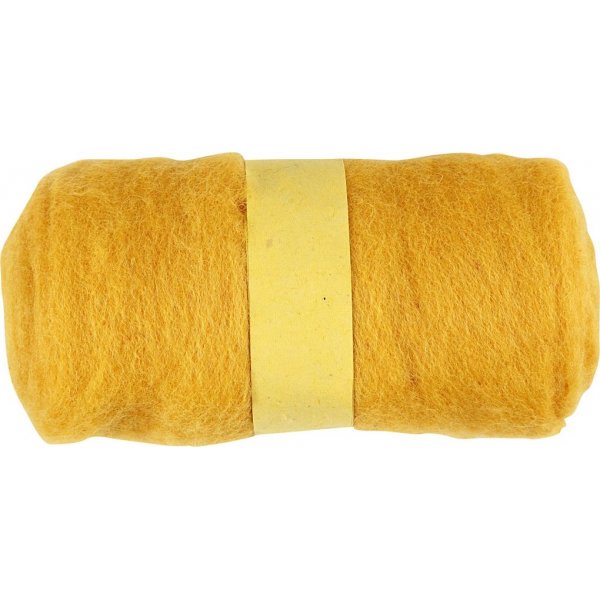 Kardierte Wolle - gelb - 100 g