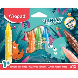 Kreideset - Maped - 12 Wachsmalstifte Jumbo Jungle Fever Kreideset - Maped - 12 Wachsmalstifte Jumbo Jungle Fever