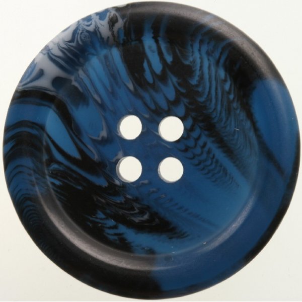 Knopf Rund 4-Loch 15 mm 10 Stck - Schwarz mit Blau