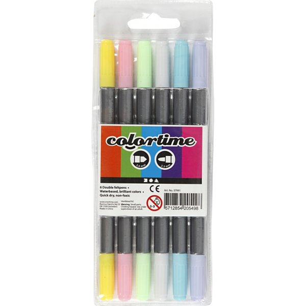 Colortime Doppelmarker - Pastellfarben - 6 Stk