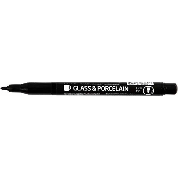 Porzellan- und Glasstift - schwarz - halbopak