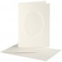 Passepartoutkarte mit Umschlag - gebrochenes Wei - oval - 10 Sets