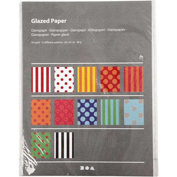 Glanzpapier - gemischte Farben - gemustert - 50 Blatt Glanzpapier - gemischte Farben - gemustert - 50 Blatt