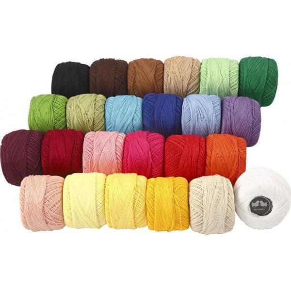 Mercerisiertes Baumwollgarn - gemischte Farben - 24 x 20 g