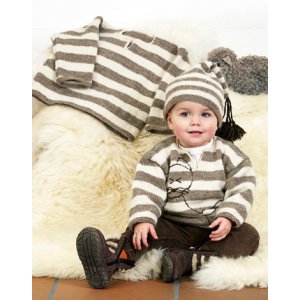 Strickmuster - Gestreifter Pullover mit oder ohne gestickte Katze und Mütze Strickmuster - Gestreifter Pullover mit oder ohne gestickte Katze und Mütze