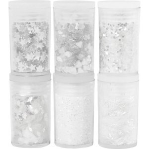 Glitzer und Pailletten - Weiß - 6 x 5 g Glitzer und Pailletten - Weiß - 6 x 5 g