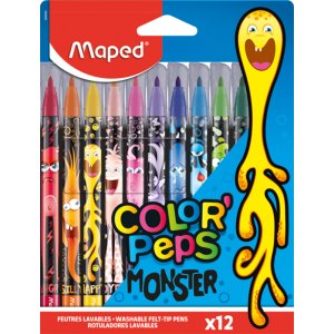 Faserstiftset - Maped - Color'Peps "Long Life" 12 abwaschbare Bleistifte mit Monstermotiv Faserstiftset - Maped - Color'Peps "Long Life" 12 abwaschbare Bleistifte mit Monstermotiv