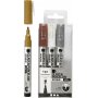 Glas- und Porzellanmarker - Braun - Gold - Silber - Wei - halbopak - 1-2 mm - 4 Stk