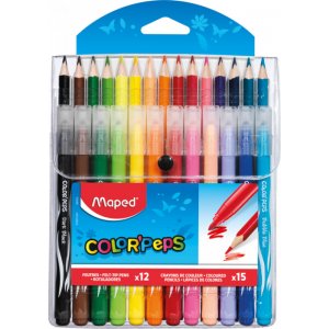 Buntstiftset - Maped - 15 Buntstifte, 12 Faserstifte Buntstiftset - Maped - 15 Buntstifte, 12 Faserstifte