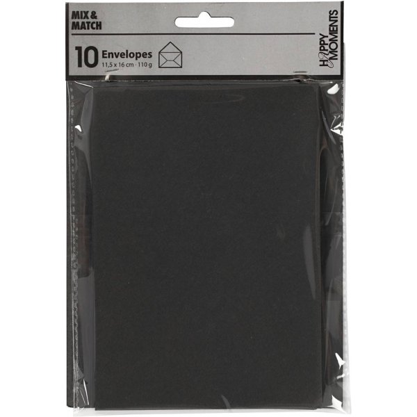 Umschlag - schwarz - 11,5 x 16 cm - 10 Stk