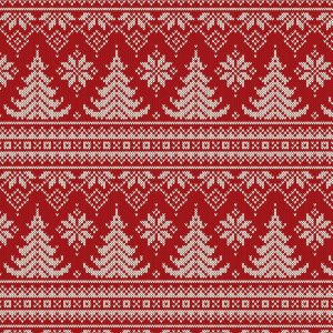 Gemustertes Trikot 150 cm - Weihnachtsbäume gestrickt Rot Gemustertes Trikot 150 cm - Weihnachtsbäume gestrickt Rot