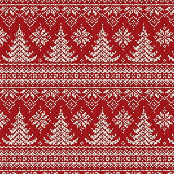 Gemustertes Trikot 150 cm - Weihnachtsbume gestrickt Rot