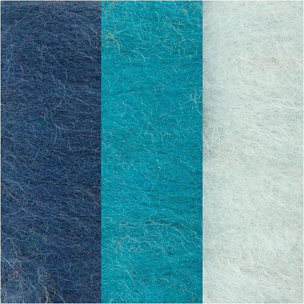 Kardierte Wolle - blaue Harmonie - 3 x 10 g Kardierte Wolle - blaue Harmonie - 3 x 10 g