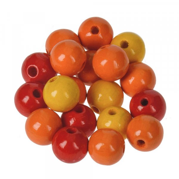 Runde Holzperlen in gemischten Farben - 12 mm, 25 g
