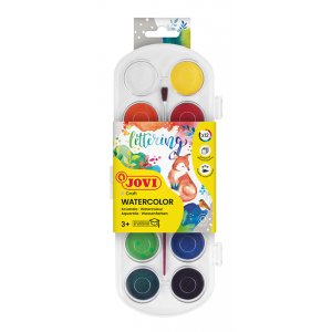 Aquarell-Set - Jovi - 12 Farbkuchen + 1 Pinsel Aquarell-Set - Jovi - 12 Farbkuchen + 1 Pinsel