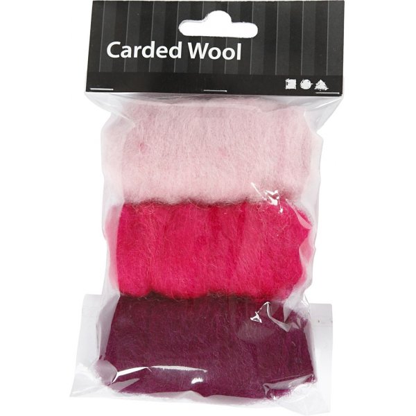 Kardierte Wolle - Lila/Rosa-Harmonie - 3 x 10 g