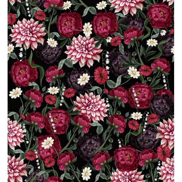 Gemusterter Jersey - Dahlia bordeaux